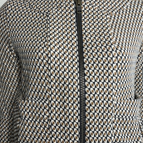 Diane Von Furstenberg Sz 6 Collarless Jacket 3/4 Sleeves Zip Front - Picture 3 of 10